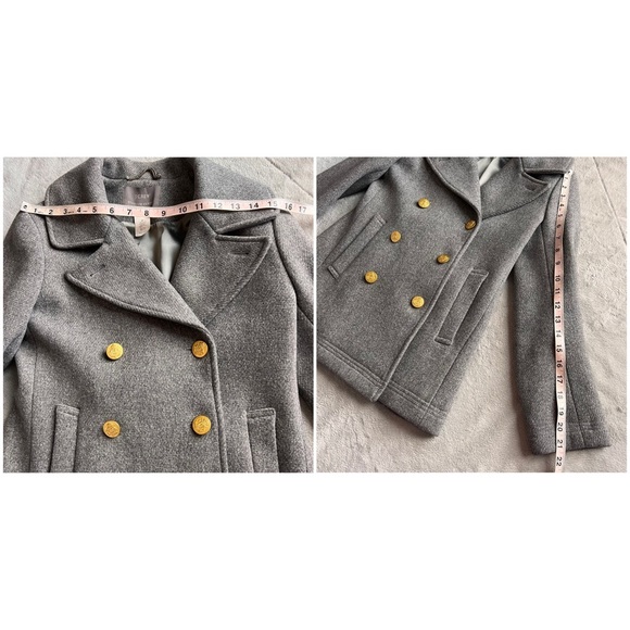 J. Crew Majesty Peacoat Stadium Cloth Nello Gori Wool Double Breasted Coat Gray - Picture 12 of 13